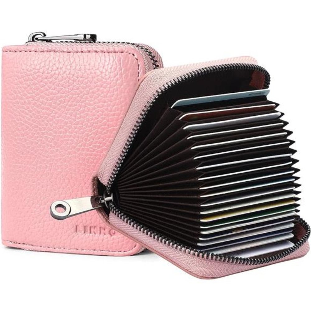RFID 20 Card Slots Credit Card Holder Genuine Leather Small Card Case for Women